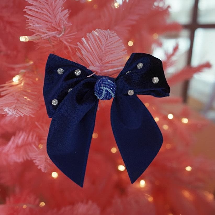 Lenora Dame Christmas Morning Collegiate Navy Blue Hair Bow