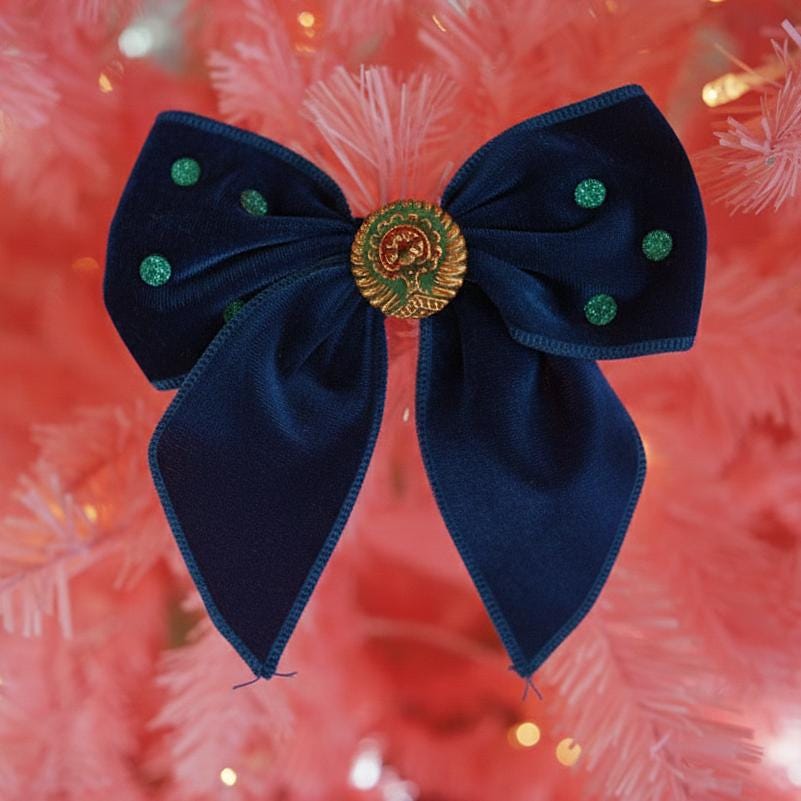 Lenora Dame Christmas Morning Peacock Blue Hair Bow