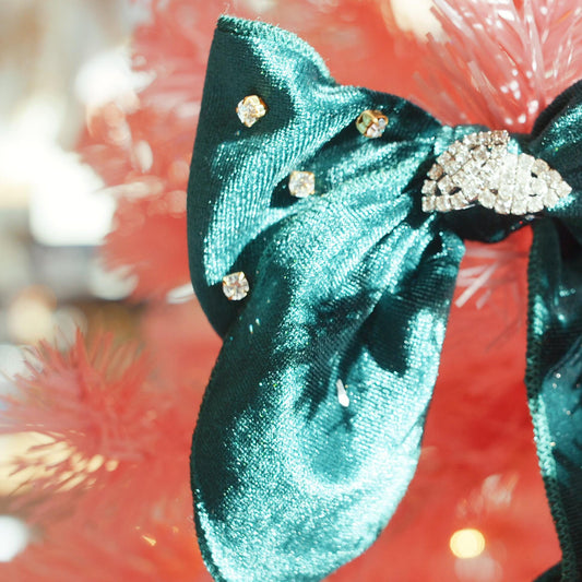 Lenora Dame Christmas Morning Emerald Green Hair Bow