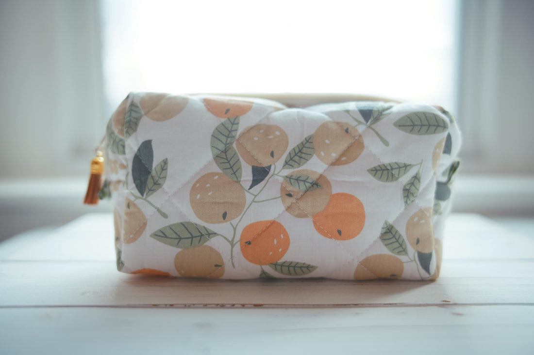 Lenora Dame One-of-a-Kind Quilted fruity Cosmetic / Makeup bag