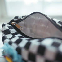 Lenora Dame One-of-a-Kind checkered Cosmetic / Makeup bag