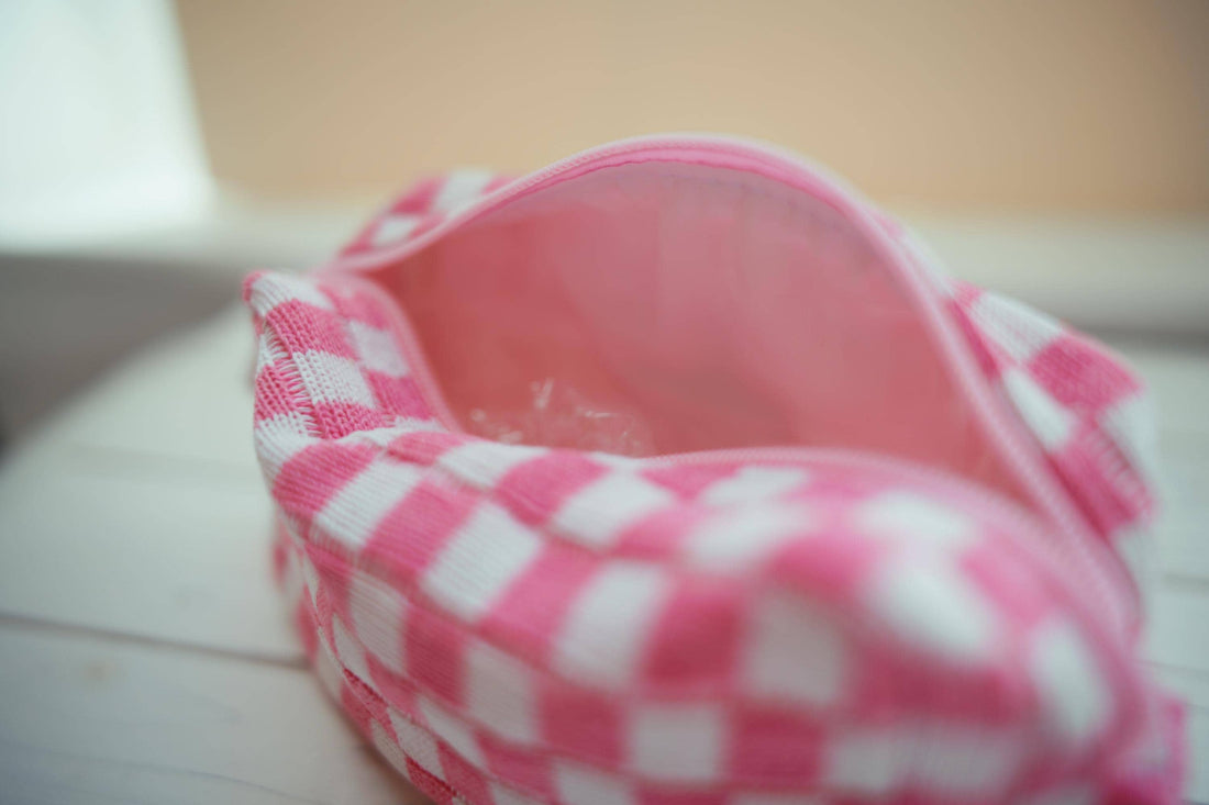 Lenora Dame One-of-a-Kind checkered Cosmetic / Makeup bag