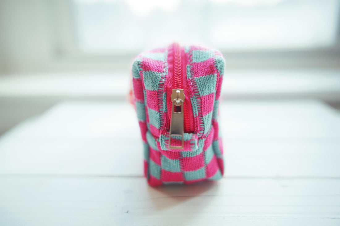 Lenora Dame One-of-a-Kind checkered Cosmetic / Makeup bag