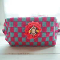 Lenora Dame One-of-a-Kind checkered Cosmetic / Makeup bag