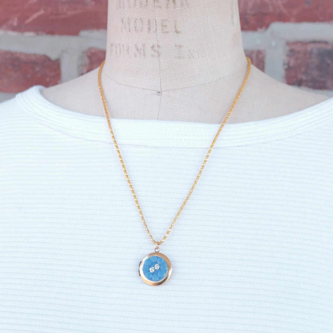 Lenora Dame One-of-a-Kind vintage button Charm locket necklace