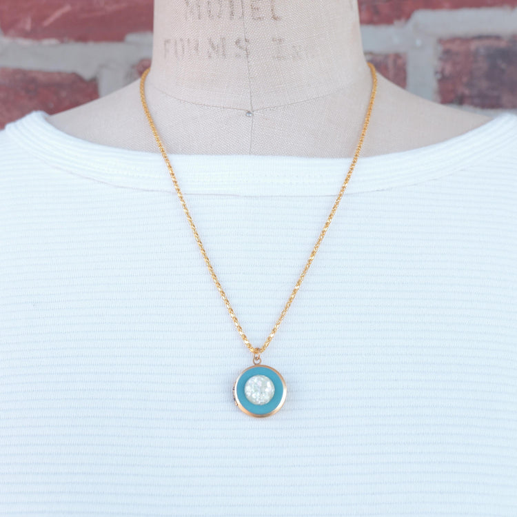 Lenora Dame One-of-a-Kind vintage button Charm locket necklace
