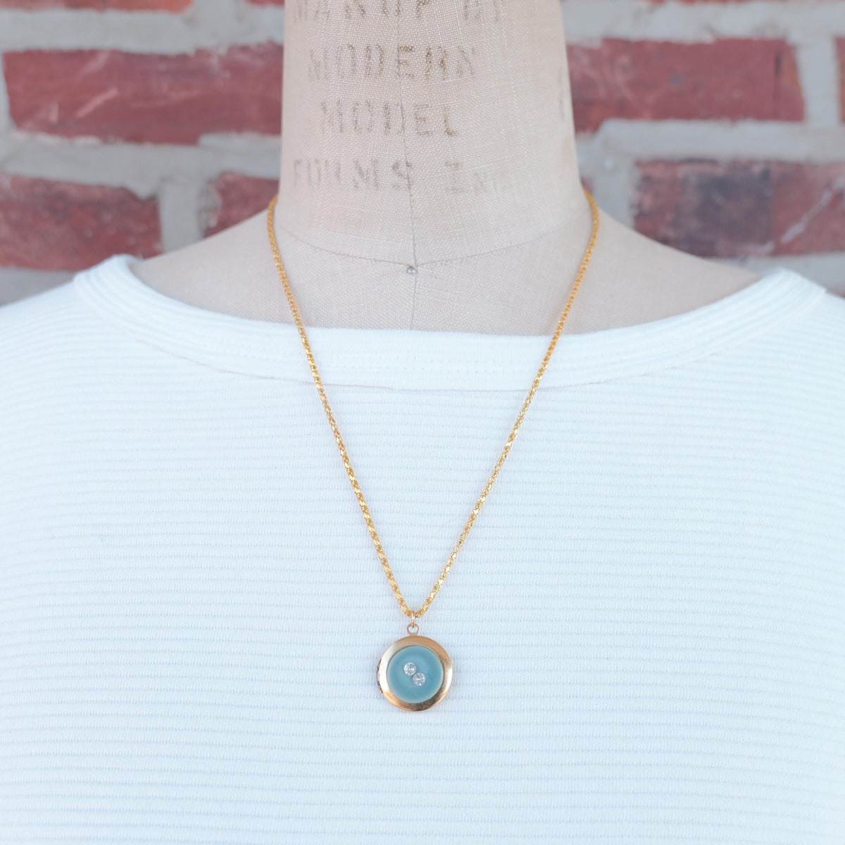 Lenora Dame One-of-a-Kind vintage button Charm locket necklace