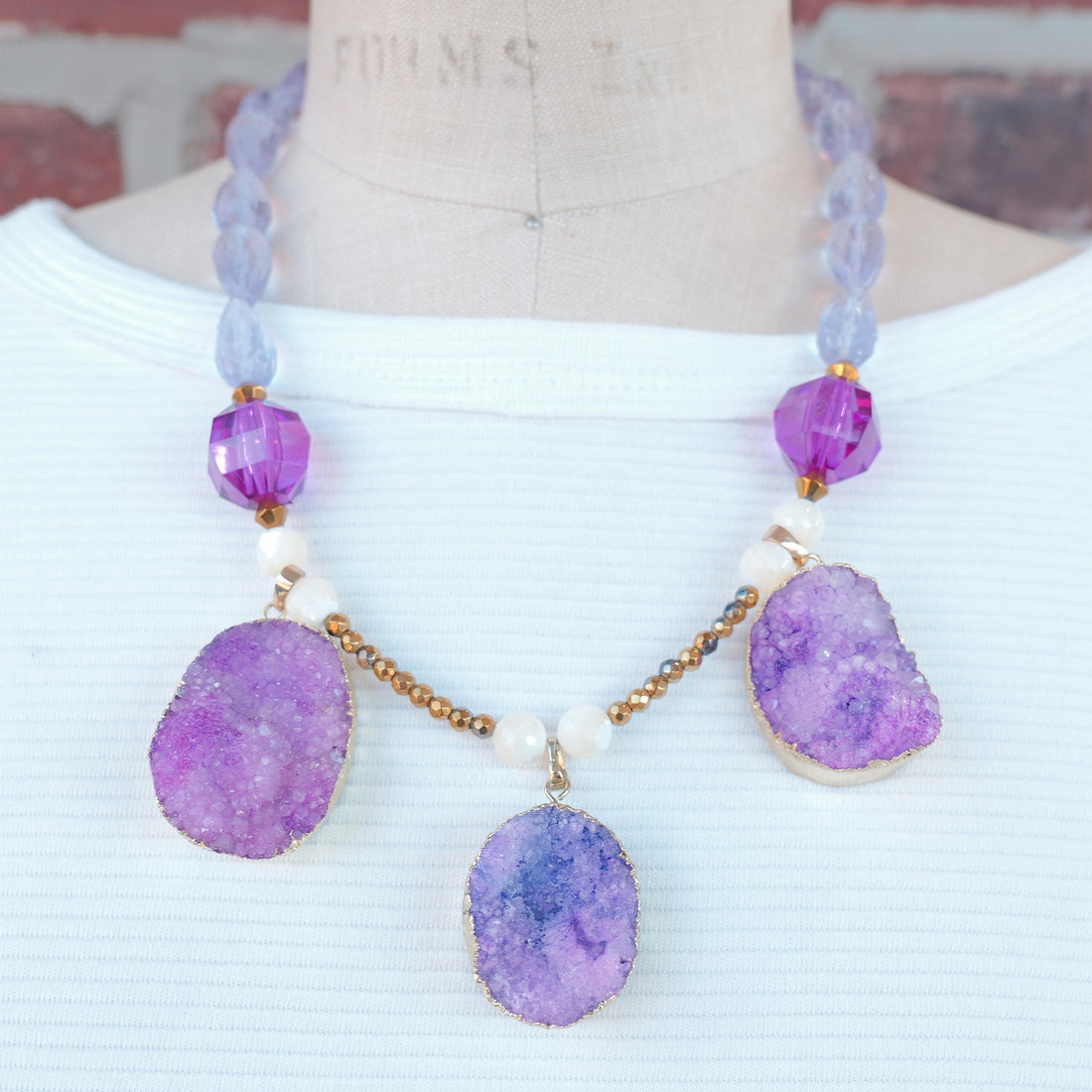 Lenora Dame Magenta Agate Necklace