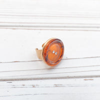 Lenora Dame Vintage Tortoise Shell Button Ring