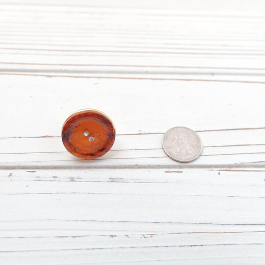 Lenora Dame Vintage Tortoise Shell Button Ring