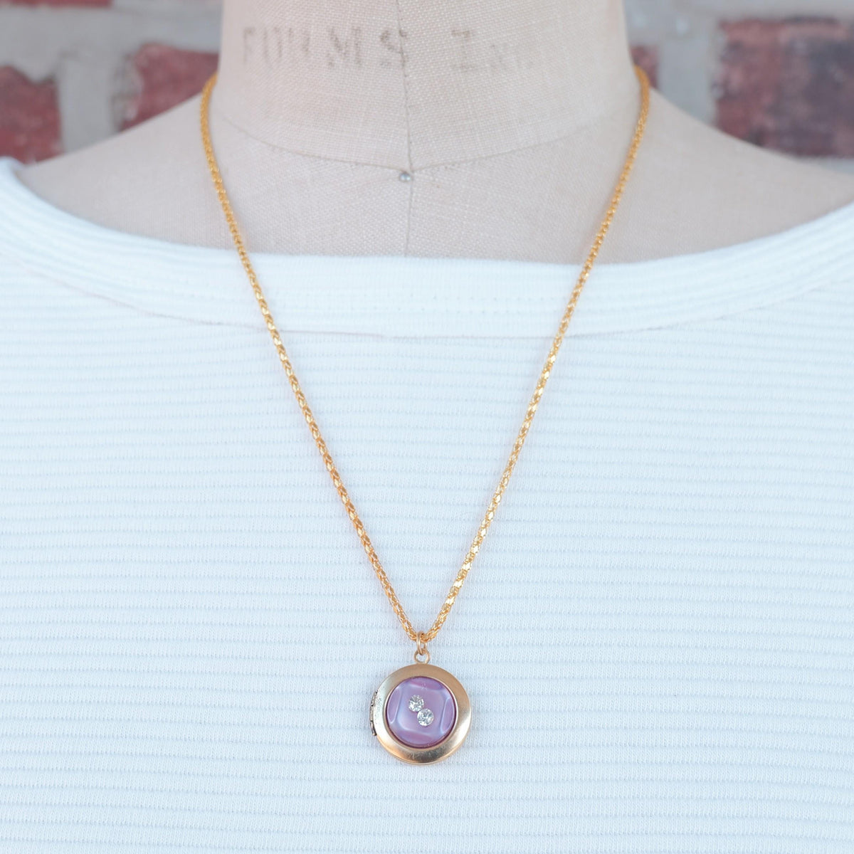 Lenora Dame One-of-a-Kind vintage button Charm locket necklace