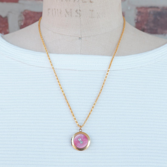 Lenora Dame One-of-a-Kind vintage button Charm locket necklace
