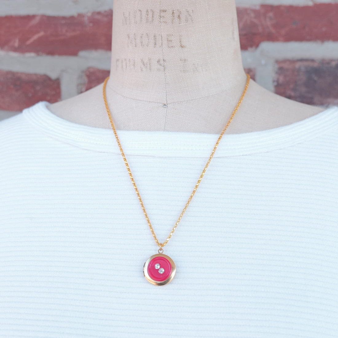 Lenora Dame One-of-a-Kind vintage button Charm locket necklace