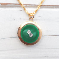 Lenora Dame Evergreen button locket necklace