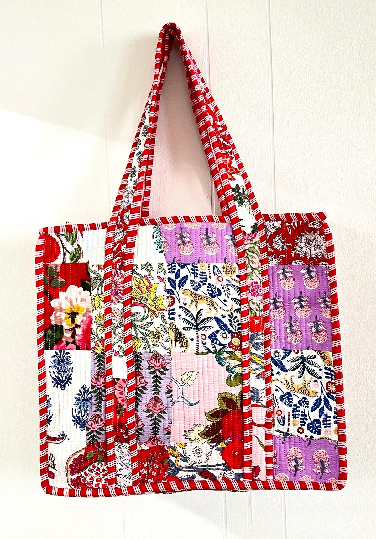 Lenora Dame Quilted Patchwork Tote Bag-Large