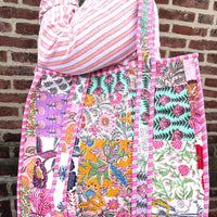 Lenora Dame Quilted Patchwork Tote Bag-Large