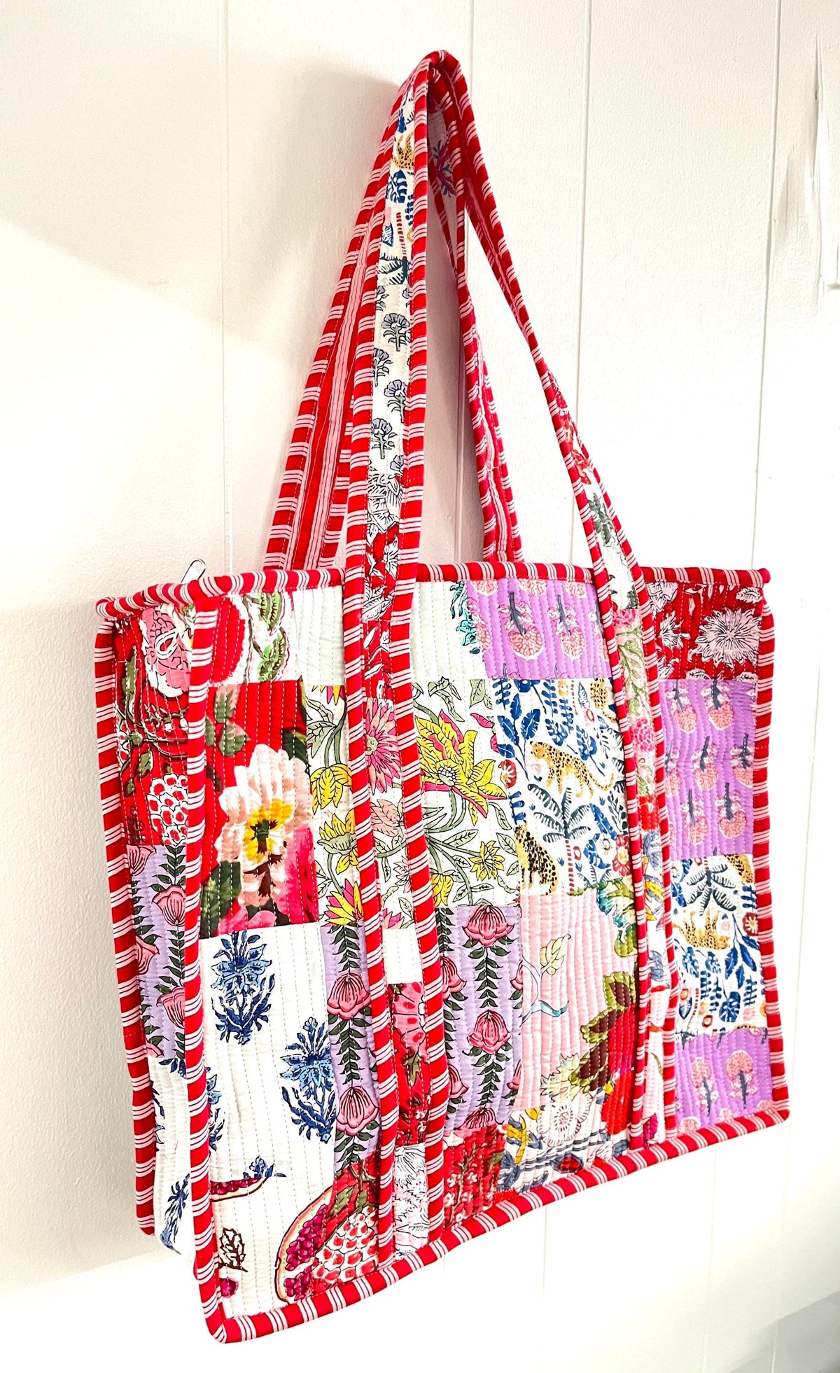 Lenora Dame Quilted Patchwork Tote Bag-Large