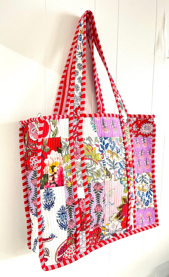 Lenora Dame Quilted Patchwork Tote Bag-Large