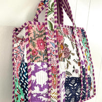 Lenora Dame Quilted Patchwork Tote Bag- Small