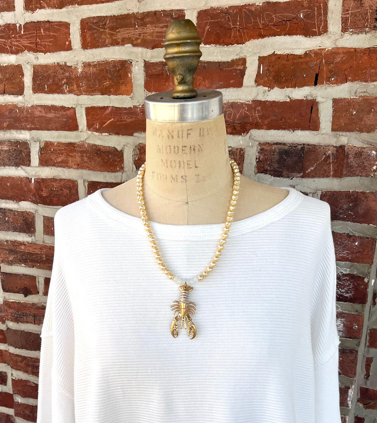 Lenora Dame Golden Lobster Necklace - Butter Yellow