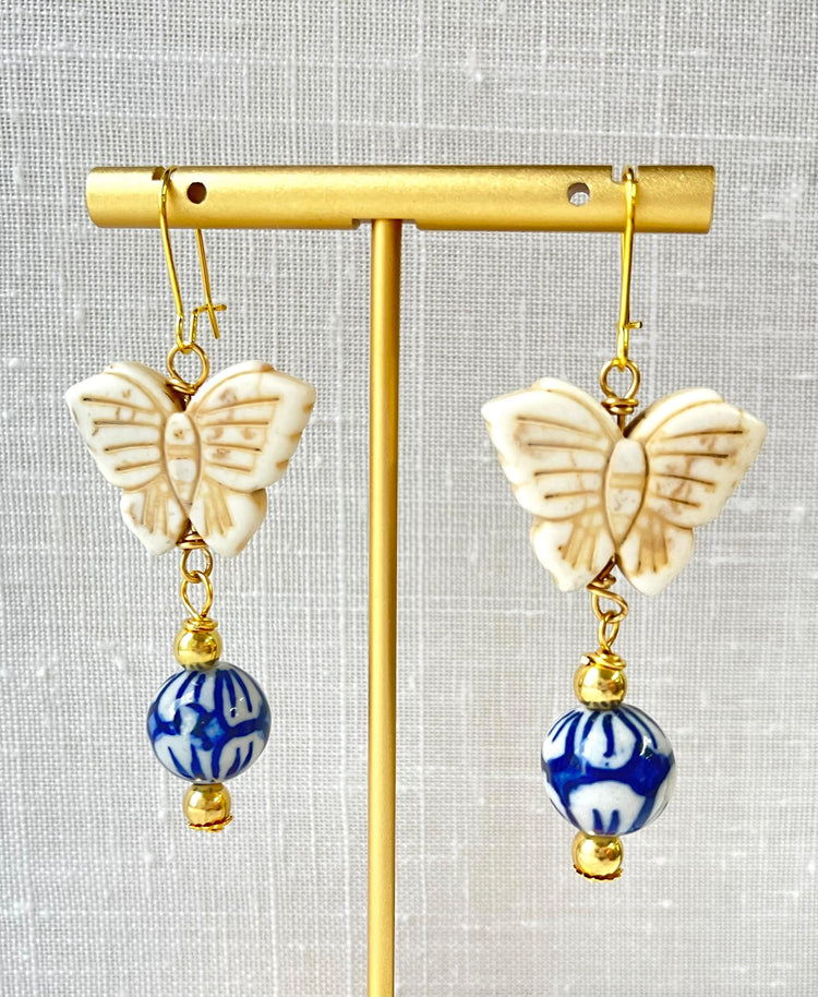 Lenora Dame Porcelain Butterfly Earrings