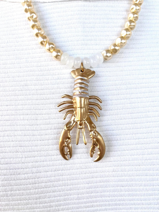 Lenora Dame Golden Lobster Necklace - Butter Yellow