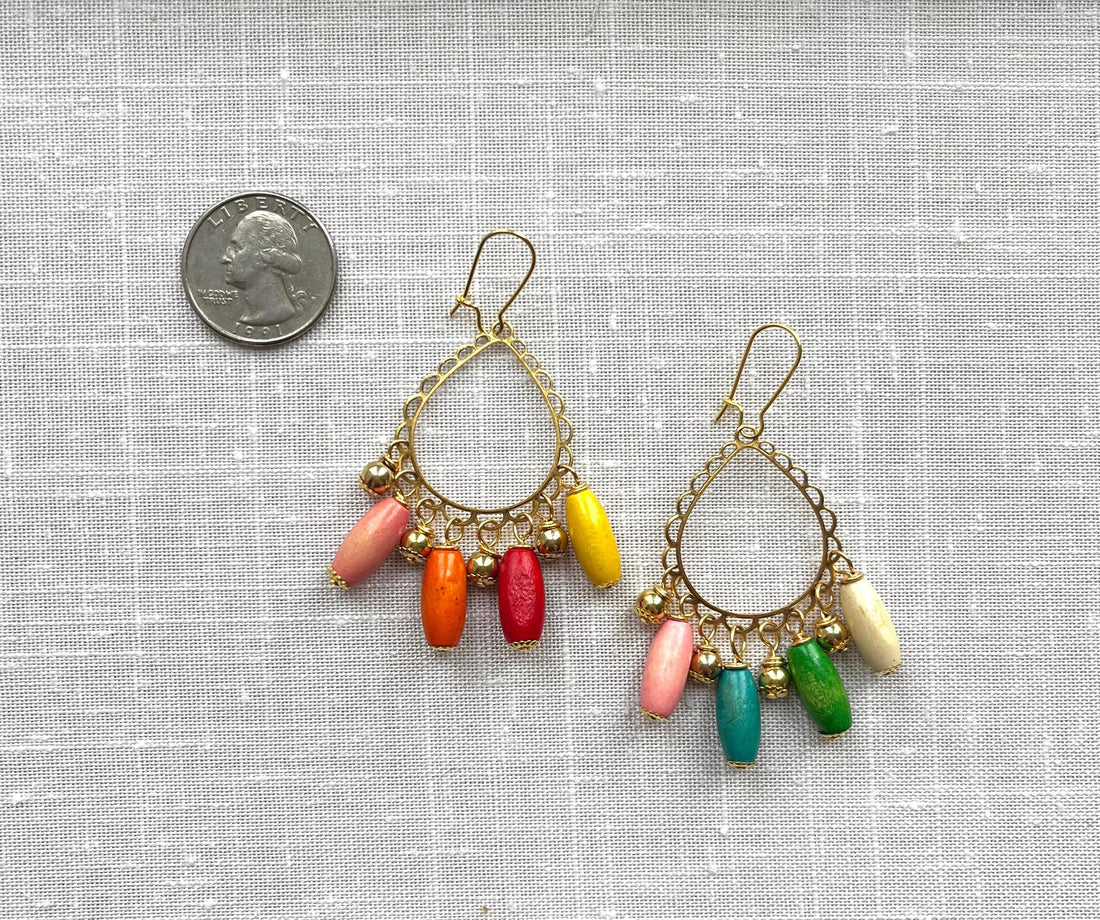 Lenora Dame Wooden Rainbow Earrings
