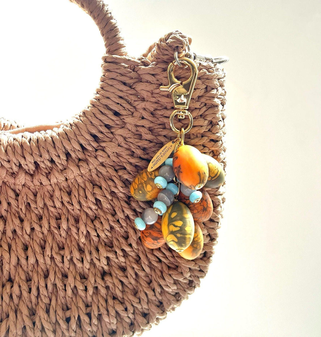 Lenora Dame Spring Egg Bag Charm - Orange & Blue