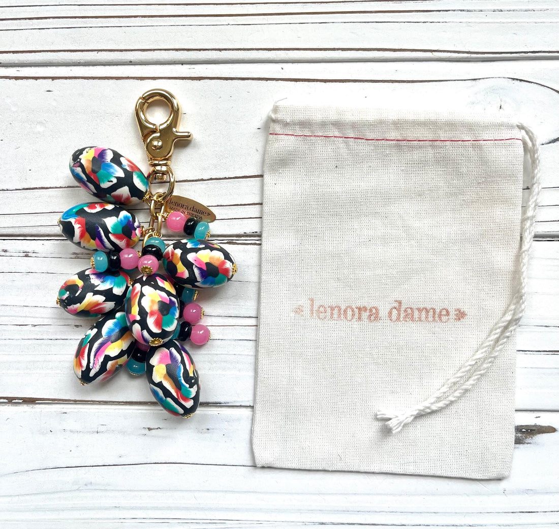 Lenora Dame Spring Egg Bag Charm - Teal, Pink, & Black