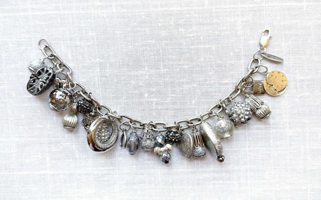 Lenora Dame Silver Vintage Gilded Charm Bracelet