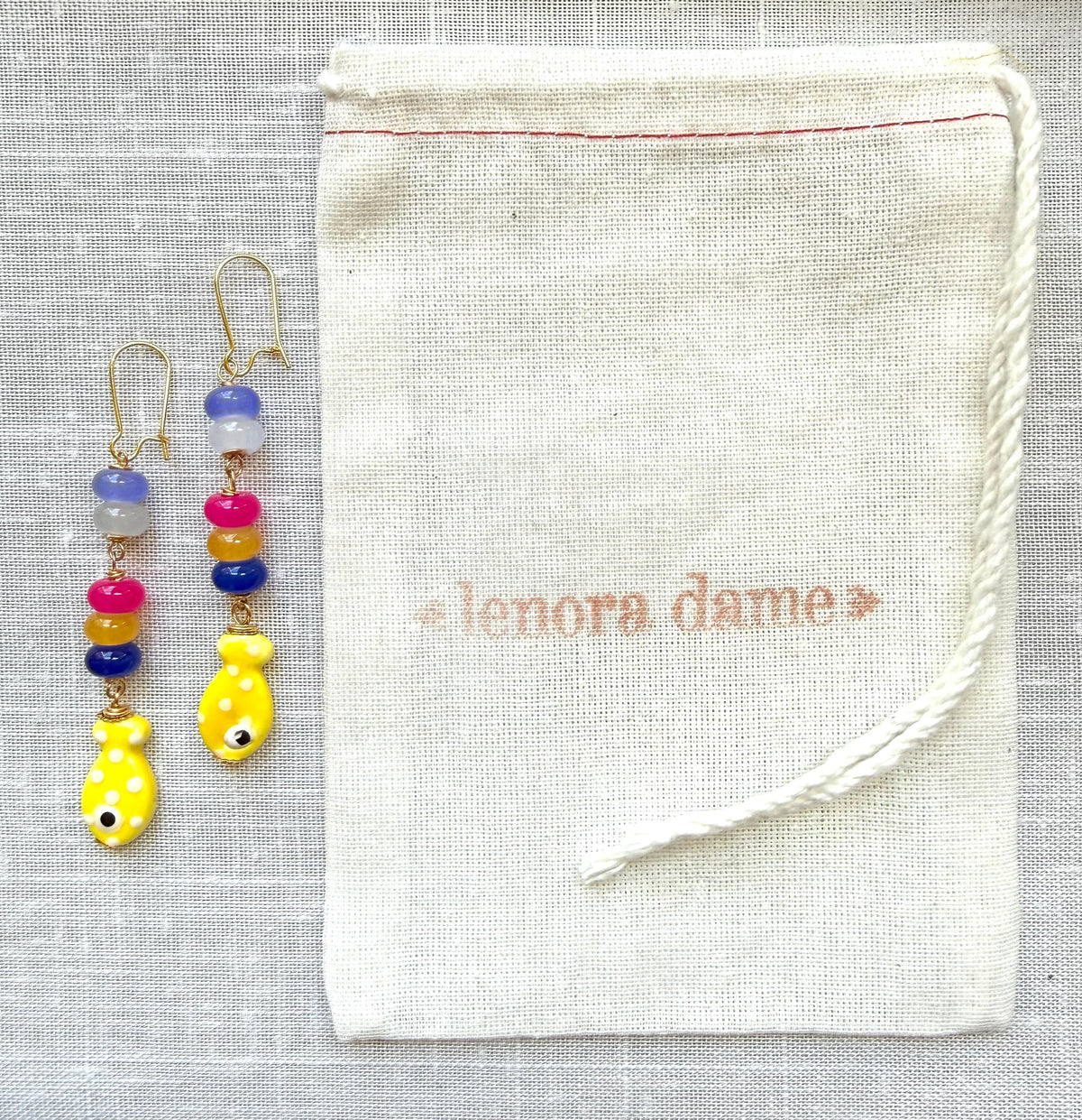 Lenora Dame Yellow Fish Earrings