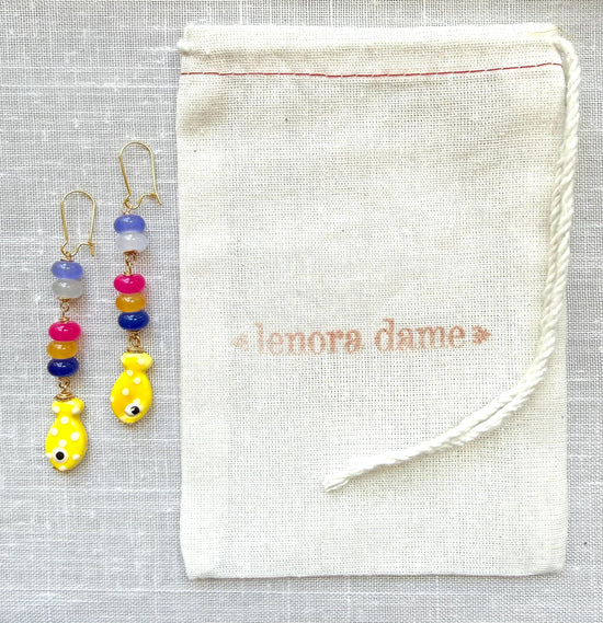 Lenora Dame Yellow Fish Earrings