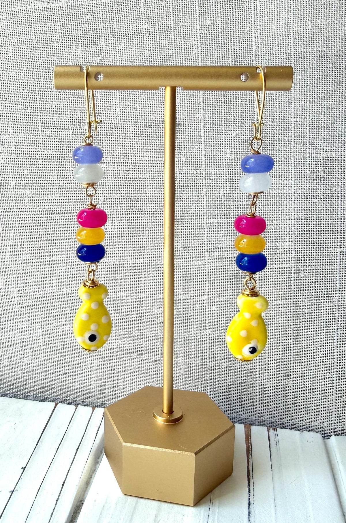 Lenora Dame Yellow Fish Earrings