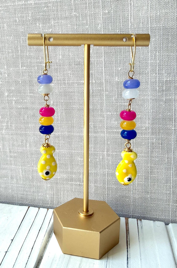 Lenora Dame Yellow Fish Earrings
