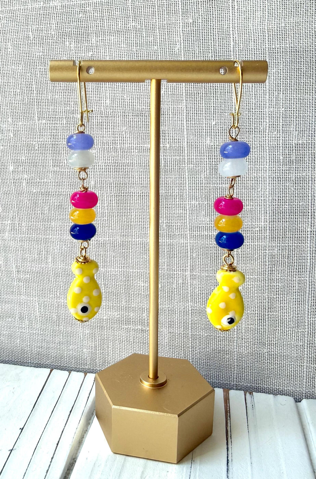 Lenora Dame Yellow Fish Earrings