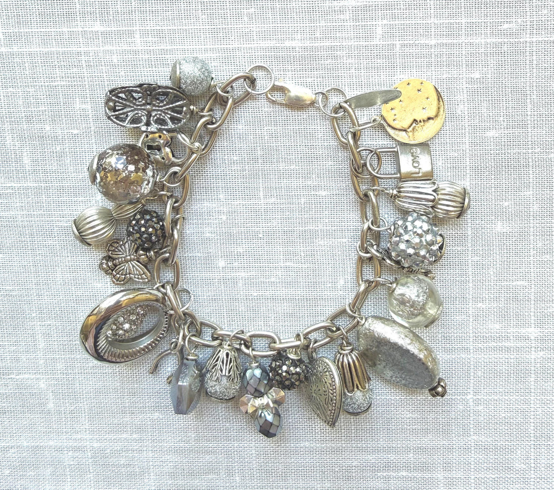 Lenora Dame Silver Vintage Gilded Charm Bracelet