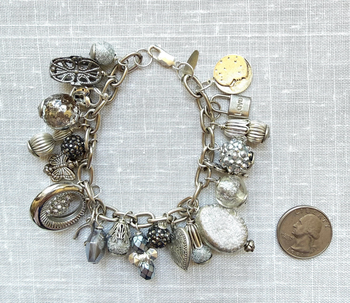 Lenora Dame Silver Vintage Gilded Charm Bracelet