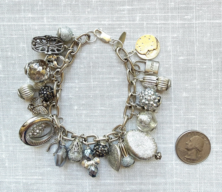 Lenora Dame Silver Vintage Gilded Charm Bracelet
