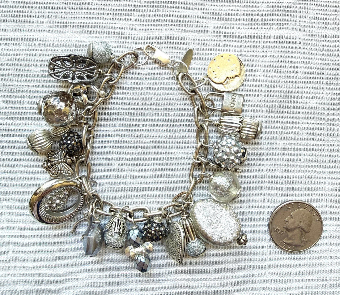 Lenora Dame Silver Vintage Gilded Charm Bracelet