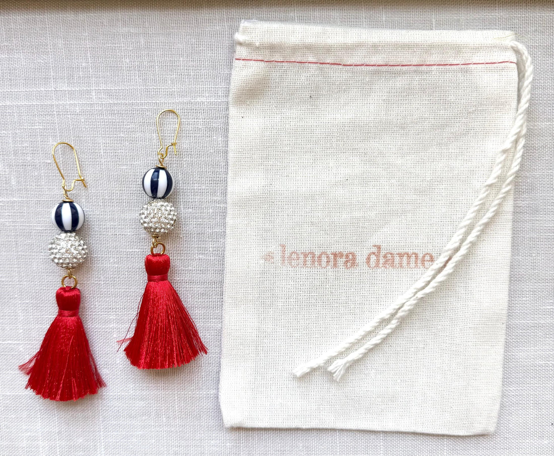 Lenora Dame Red, White and Blue Tassel Earrings