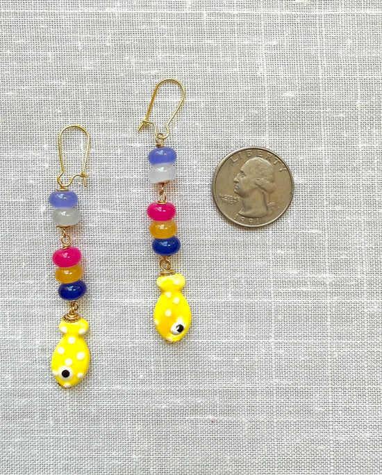Lenora Dame Yellow Fish Earrings