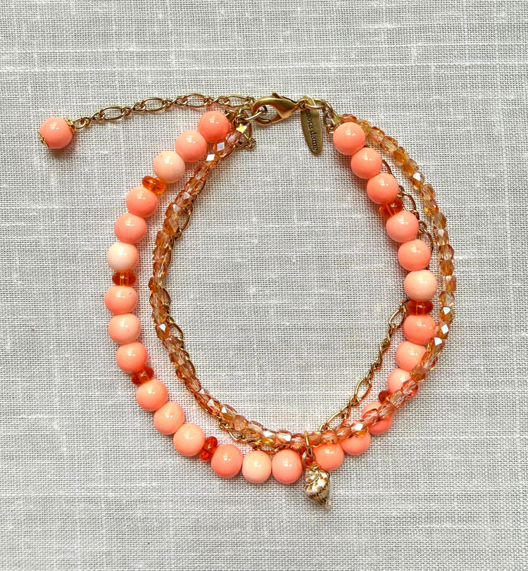 Lenora Dame Ankle Bracelet in Coral