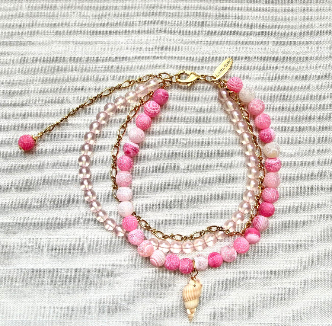 Lenora Dame Ankle Bracelet in Hot Pink
