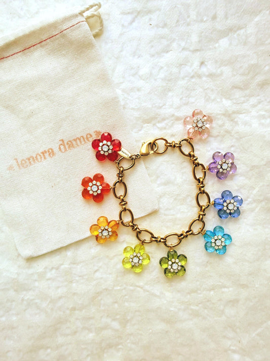 Lenora Dame Rainbow Flower Charm Bracelet