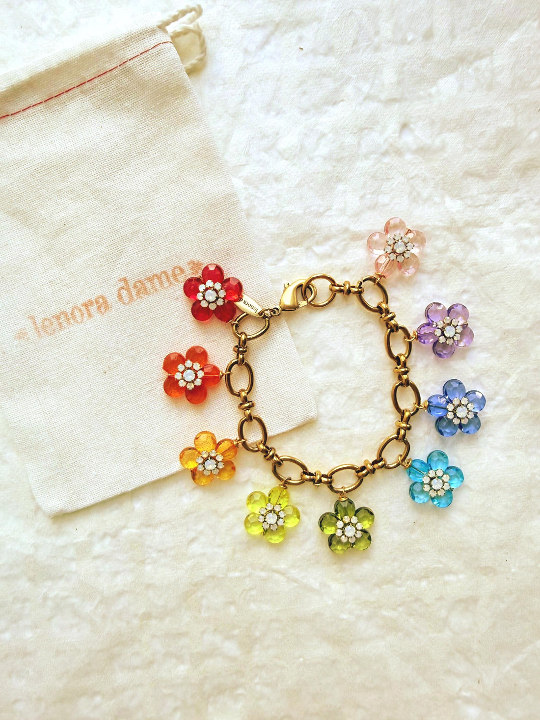 Lenora Dame Rainbow Flower Charm Bracelet