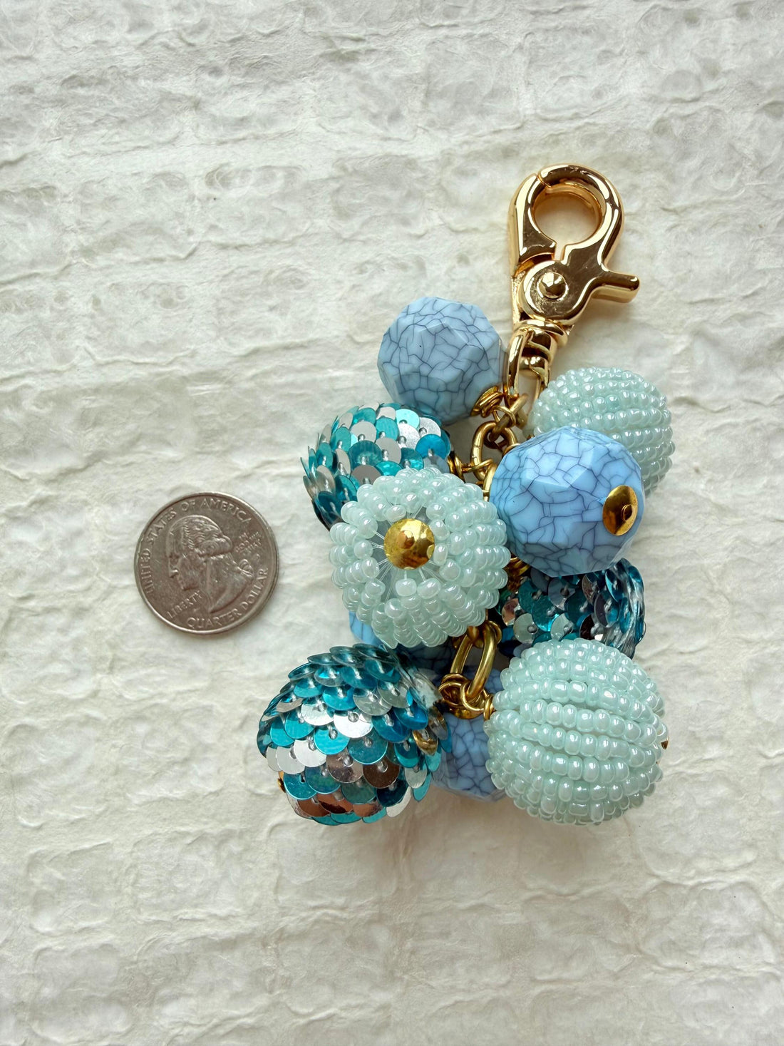 Lenora Dame Sequined Bauble Bag Charm - Blue
