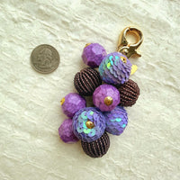 Lenora Dame Sequined Bauble Bag Charm - Purple