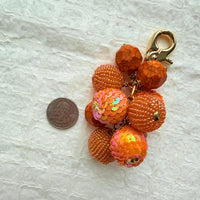 Lenora Dame Sequined Bauble Bag Charm - Orange