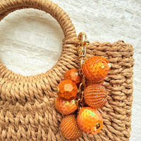 Lenora Dame Sequined Bauble Bag Charm - Orange