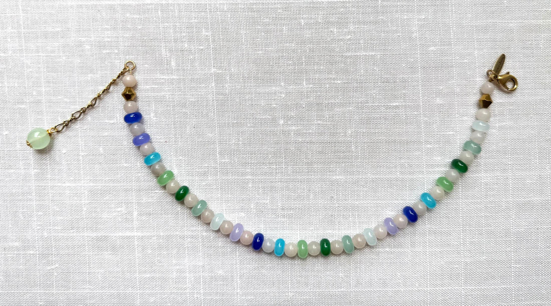 Lenora Dame Ankle Bracelet in Green and Blue
